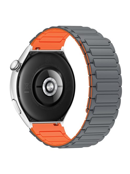 For Huawei / Samsung Smart Watch Silicone Band 22mm Universal Magnetic Replacement Strap - Grey+Orange