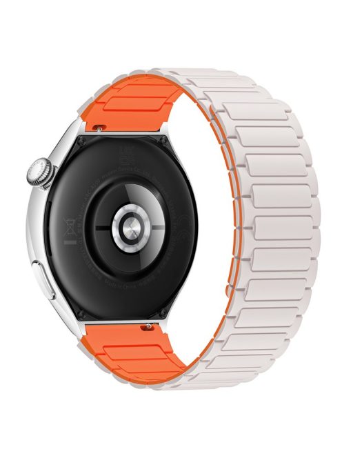 For Huawei / Samsung Smart Watch Silicone Band 22mm Universal Magnetic Replacement Strap - Starlight+Orange