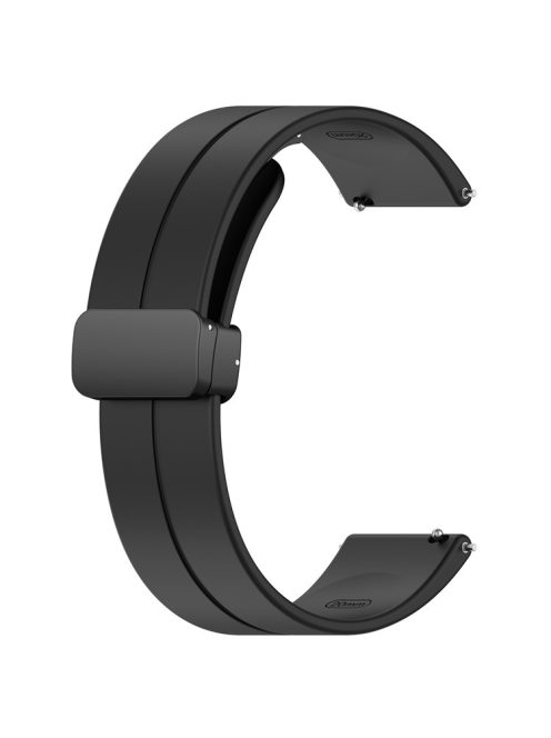 For Huawei / Samsung Universal 22mm Smartwatch Strap Magnetic Folding Buckle Silicone Band - Black