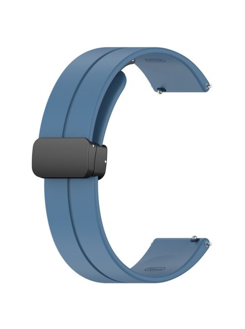 For Huawei / Samsung Universal 22mm Smartwatch Strap Magnetic Folding Buckle Silicone Band - Blue