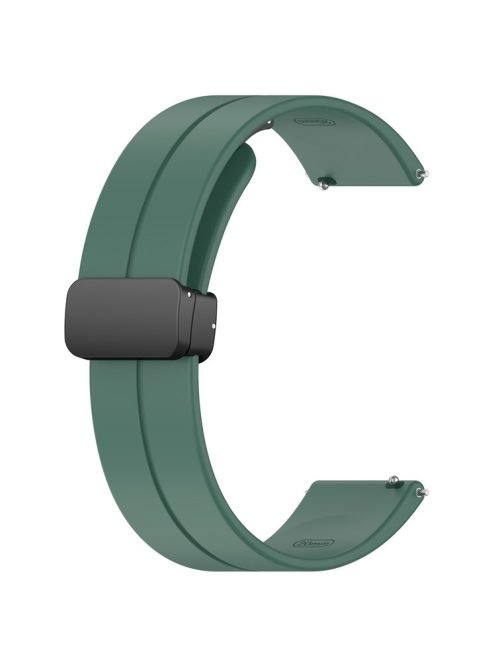 For Huawei / Samsung Universal 22mm Smartwatch Strap Magnetic Folding Buckle Silicone Band - Dark Green