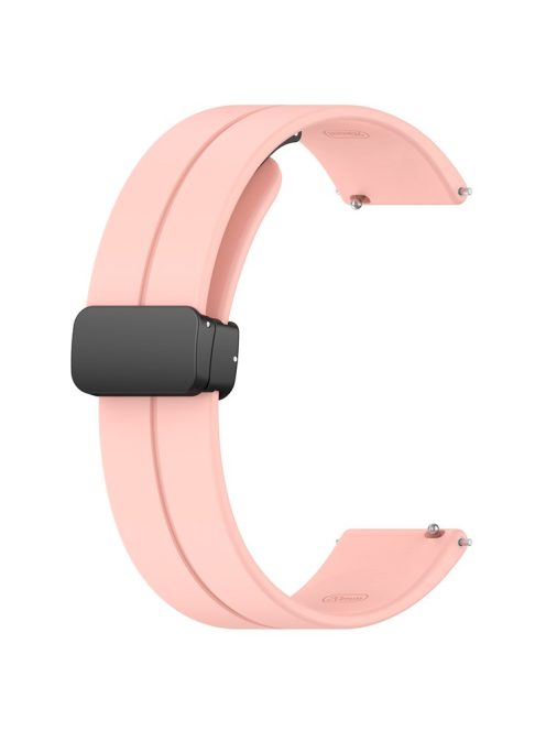 For Huawei / Samsung Universal 22mm Smartwatch Strap Magnetic Folding Buckle Silicone Band - Light Pink