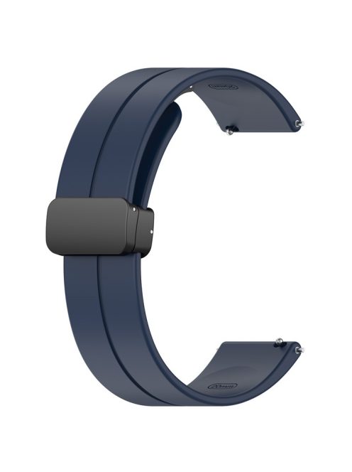 For Huawei / Samsung Universal 22mm Smartwatch Strap Magnetic Folding Buckle Silicone Band - Midnight Blue