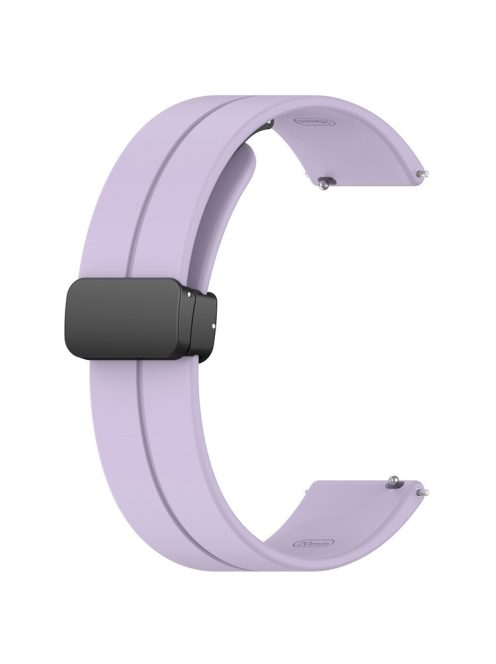 For Huawei / Samsung Universal 22mm Smartwatch Strap Magnetic Folding Buckle Silicone Band - Purple