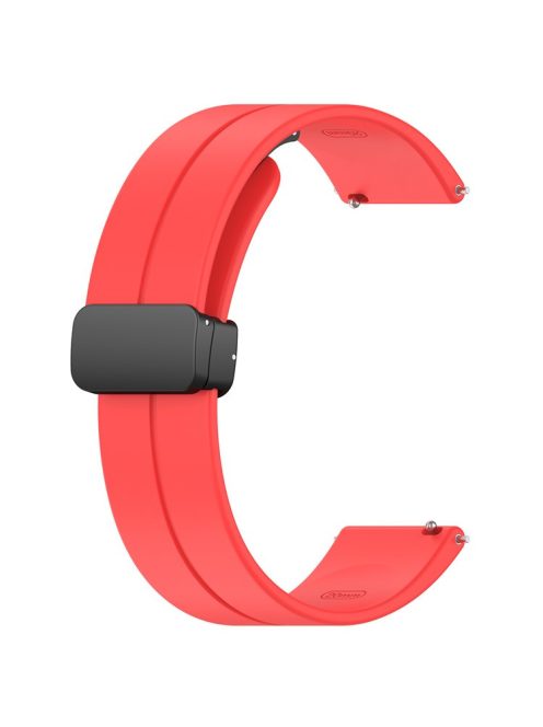 For Huawei / Samsung Universal 22mm Smartwatch Strap Magnetic Folding Buckle Silicone Band - Red