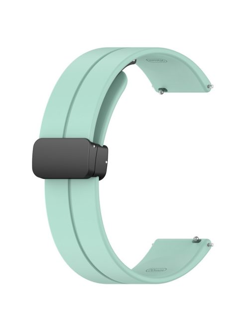 For Huawei / Samsung Universal 22mm Smartwatch Strap Magnetic Folding Buckle Silicone Band - Teal Green