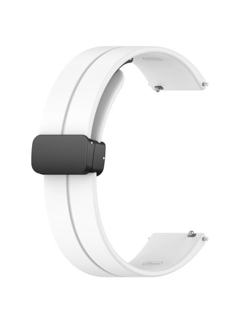 For Huawei / Samsung Universal 22mm Smartwatch Strap Magnetic Folding Buckle Silicone Band - White