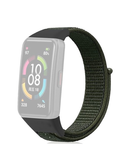 For Huawei Band 6 / 6 Pro / Honor Band 6 Watch Strap Nylon Loop Adjustable Wrist Band - Army Green