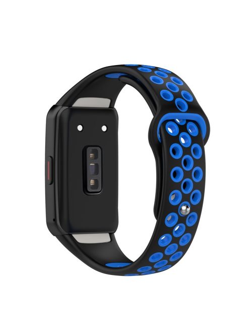 For Huawei Band 6 / Honor Band 6 Dual Color Silicone Watch Band Adjustable Wrist Strap Replacement - Black / Blue