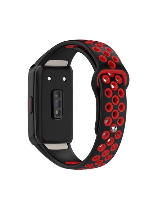 For Huawei Band 6 / Honor Band 6 Dual Color Silicone Watch Band Adjustable Wrist Strap Replacement - Black / Red