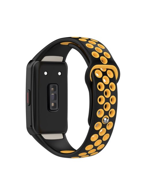 For Huawei Band 6 / Honor Band 6 Dual Color Silicone Watch Band Adjustable Wrist Strap Replacement - Black / Yellow