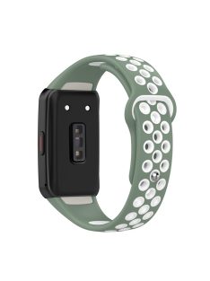   For Huawei Band 6 / Honor Band 6 Dual Color Silicone Watch Band Adjustable Wrist Strap Replacement - Light Green / White