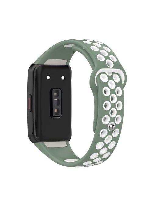 For Huawei Band 6 / Honor Band 6 Dual Color Silicone Watch Band Adjustable Wrist Strap Replacement - Light Green / White