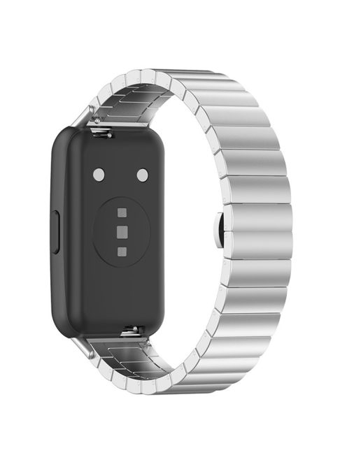 For Huawei Band 7 Anti-explosion Stainless Steel Solid Core Smart Watch Strap Replacement - Silver