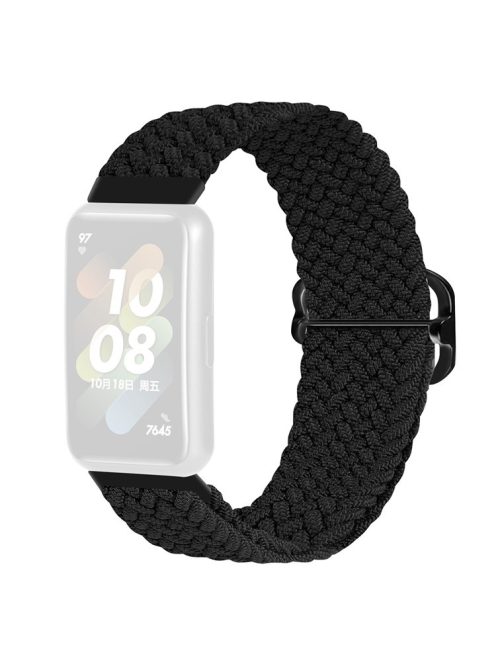 For Huawei Band 7 Braided Watch Band Replacement Wrist Strap with Adjustable Buckle - Black