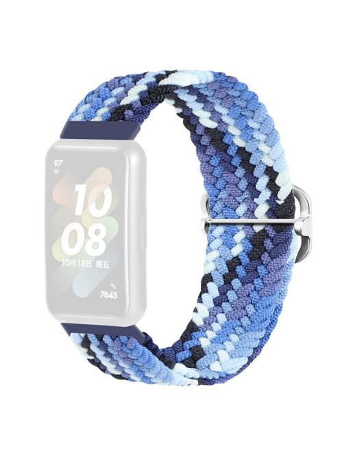 For Huawei Band 7 Braided Watch Band Replacement Wrist Strap with Adjustable Buckle - Coloful Blue