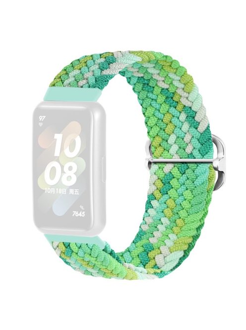 For Huawei Band 7 Braided Watch Band Replacement Wrist Strap with Adjustable Buckle - Coloful Green