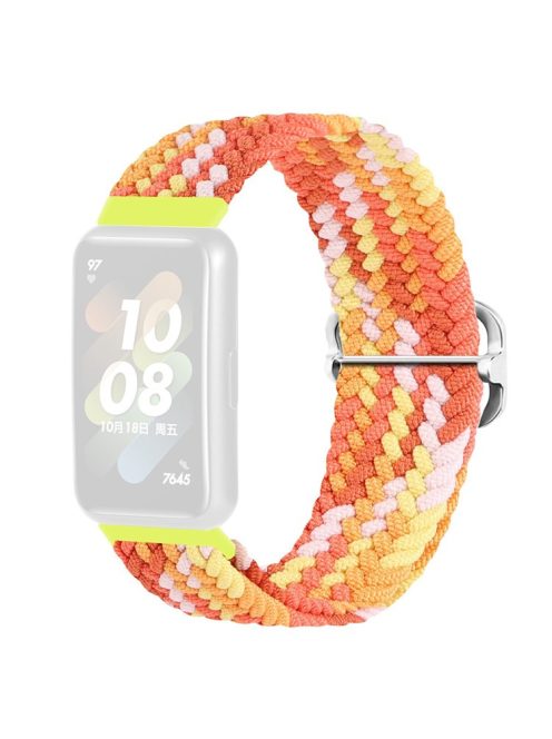 For Huawei Band 7 Braided Watch Band Replacement Wrist Strap with Adjustable Buckle - Coloful Orange