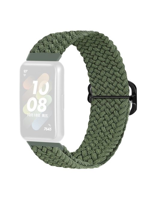 For Huawei Band 7 Braided Watch Band Replacement Wrist Strap with Adjustable Buckle - Green