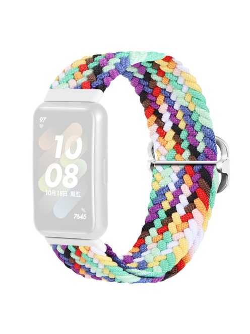 For Huawei Band 7 Braided Watch Band Replacement Wrist Strap with Adjustable Buckle - Rainbow