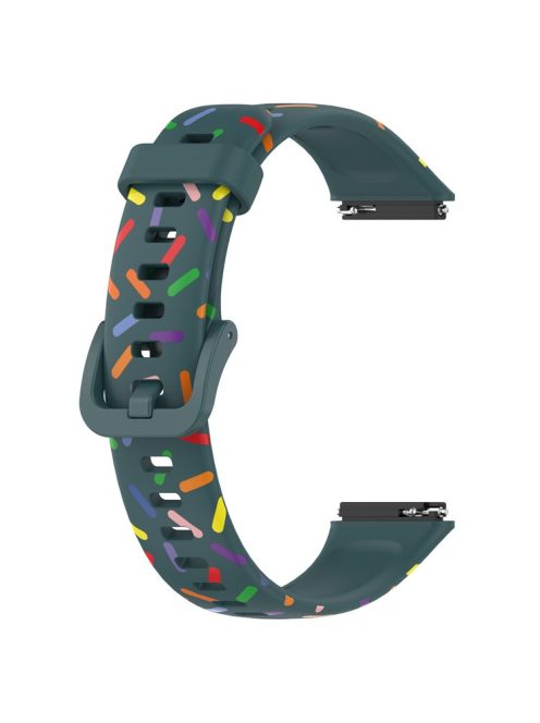 For Huawei Band 7 Colorful Spotted Wrist Band Replacement Silicone Watch Strap - Green