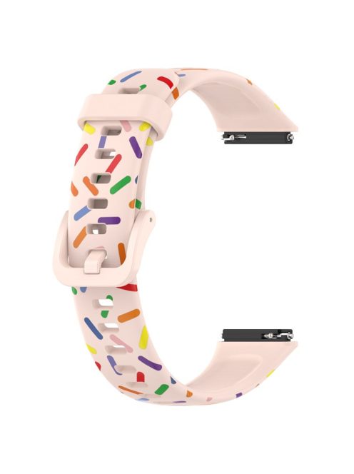 For Huawei Band 7 Colorful Spotted Wrist Band Replacement Silicone Watch Strap - Light Pink