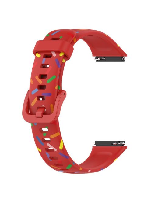 For Huawei Band 7 Colorful Spotted Wrist Band Replacement Silicone Watch Strap - Red