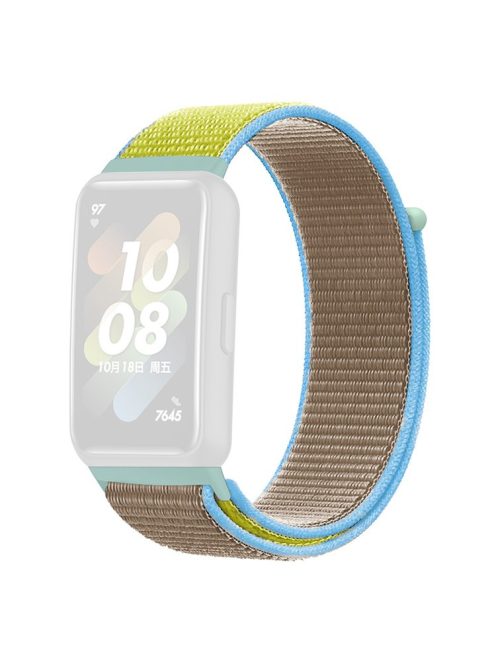 For Huawei Band 7 Nylon Watch Strap Adjustable Loop Fastener Replacement Sport Wrist Band - Camel