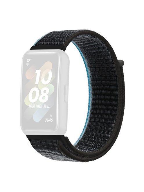 For Huawei Band 7 Nylon Watch Strap Adjustable Loop Fastener Replacement Sport Wrist Band - Charcoal