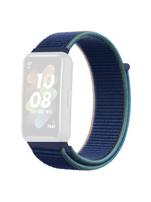 For Huawei Band 7 Nylon Watch Strap Adjustable Loop Fastener Replacement Sport Wrist Band - Dark Blue