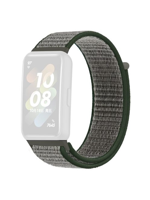 For Huawei Band 7 Nylon Watch Strap Adjustable Loop Fastener Replacement Sport Wrist Band - Dark Olive Green