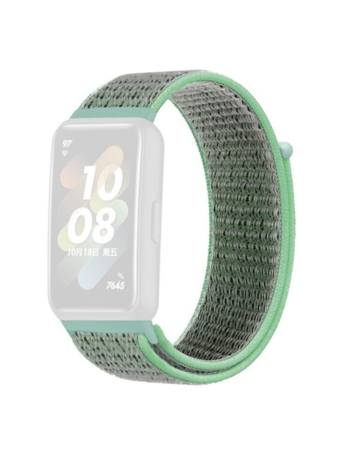 For Huawei Band 7 Nylon Watch Strap Adjustable Loop Fastener Replacement Sport Wrist Band - Green