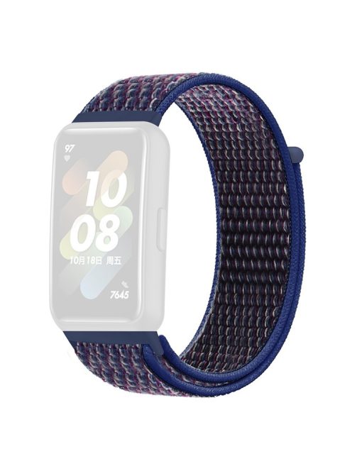 For Huawei Band 7 Nylon Watch Strap Adjustable Loop Fastener Replacement Sport Wrist Band - Indigo