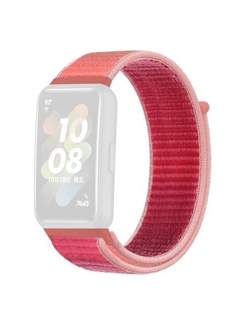 For Huawei Band 7 Nylon Watch Strap Adjustable Loop Fastener Replacement Sport Wrist Band - Rose