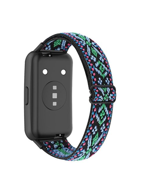 For Huawei Band 7 Stretchy Boho Watch Band Adjustable Elastic Nylon Strap Replacement Wristband - Green