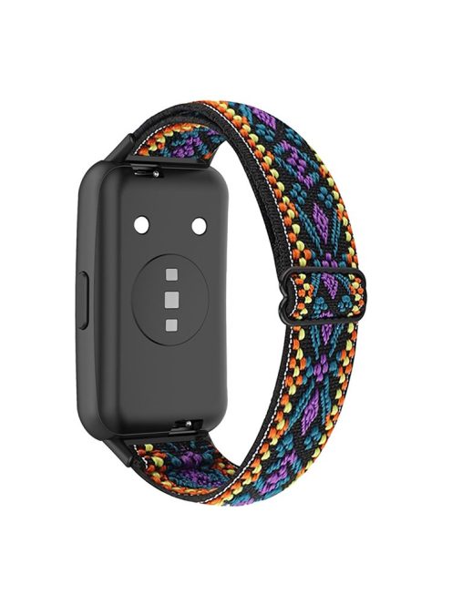 For Huawei Band 7 Stretchy Boho Watch Band Adjustable Elastic Nylon Strap Replacement Wristband - Purple