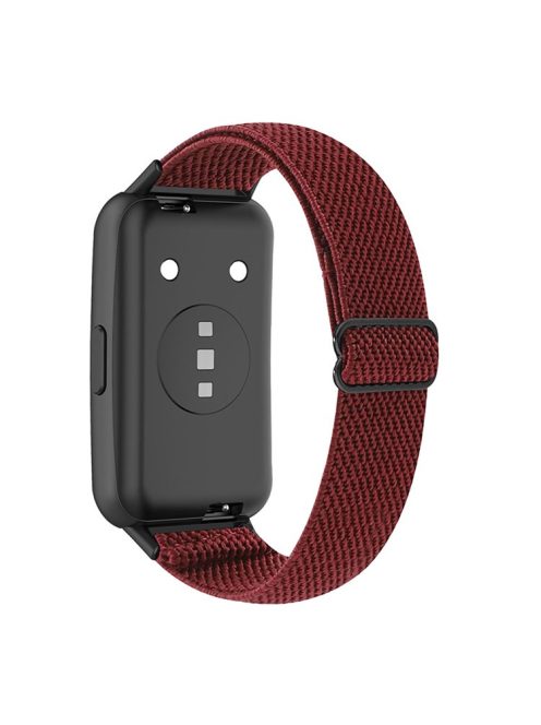 For Huawei Band 7 Stretchy Boho Watch Band Adjustable Elastic Nylon Strap Replacement Wristband - Wine Red