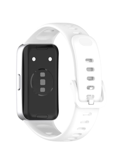 For Huawei Band 8 / 8 NFC / 9 / 9 NFC Glossy Silicone Watch Strap Replacement Watchband - White