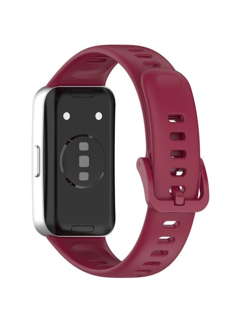 For Huawei Band 8 / 8 NFC / 9 / 9 NFC Glossy Silicone Watch Strap Replacement Watchband - Wine Red