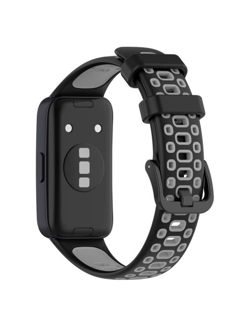 For Huawei Band 8 / Band 8 NFC / Band 9 / Band 9 NFC Adjustable Silicone Watch Band Dual-color Replacement Strap - Black+Grey