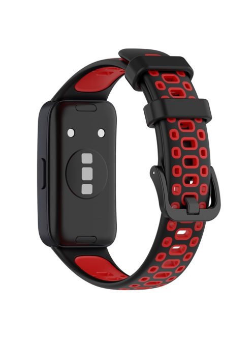 For Huawei Band 8 / Band 8 NFC / Band 9 / Band 9 NFC Adjustable Silicone Watch Band Dual-color Replacement Strap - Black+Red