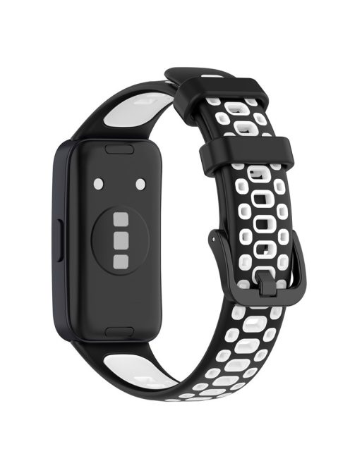 For Huawei Band 8 / Band 8 NFC / Band 9 / Band 9 NFC Adjustable Silicone Watch Band Dual-color Replacement Strap - Black+White