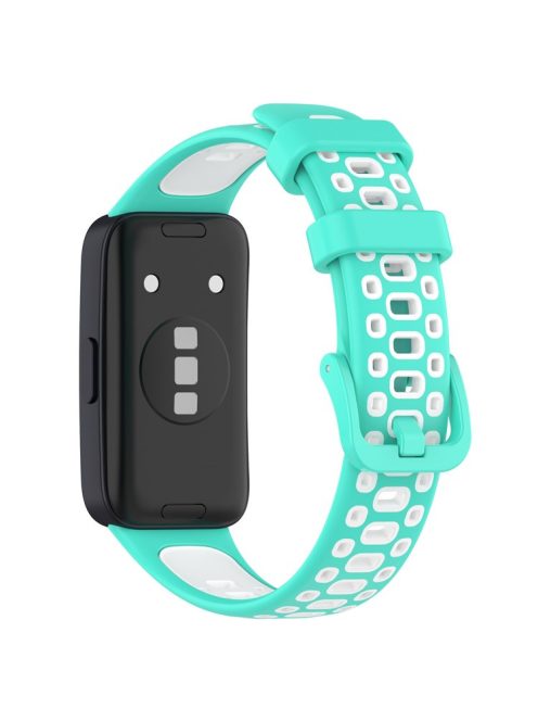 For Huawei Band 8 / Band 8 NFC / Band 9 / Band 9 NFC Adjustable Silicone Watch Band Dual-color Replacement Strap - Cyan+White