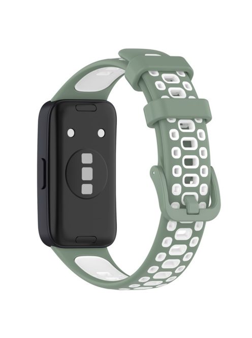 For Huawei Band 8 / Band 8 NFC / Band 9 / Band 9 NFC Adjustable Silicone Watch Band Dual-color Replacement Strap - Light Green+White