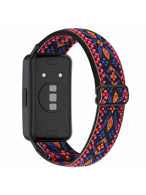 For Huawei Band 8 / Band 8 NFC / Band 9 / Band 9 NFC Bohemian Style Elastic Nylon Smartwatch Strap Watch Band Replacement - Pink / Orange