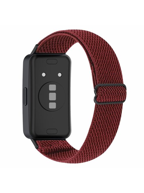 For Huawei Band 8 / Band 8 NFC / Band 9 / Band 9 NFC Bohemian Style Elastic Nylon Smartwatch Strap Watch Band Replacement - Wine Red