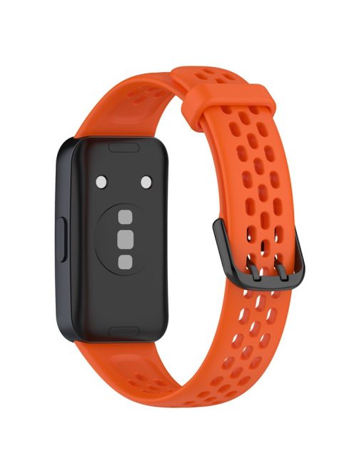 For Huawei Band 8 / Band 8 NFC / Band 9 / Band 9 NFC Breathable Silicone Smart Watch Strap Comfortable Wearing Wrist Band - Orange