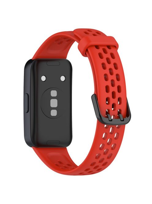 For Huawei Band 8 / Band 8 NFC / Band 9 / Band 9 NFC Breathable Silicone Smart Watch Strap Comfortable Wearing Wrist Band - Red