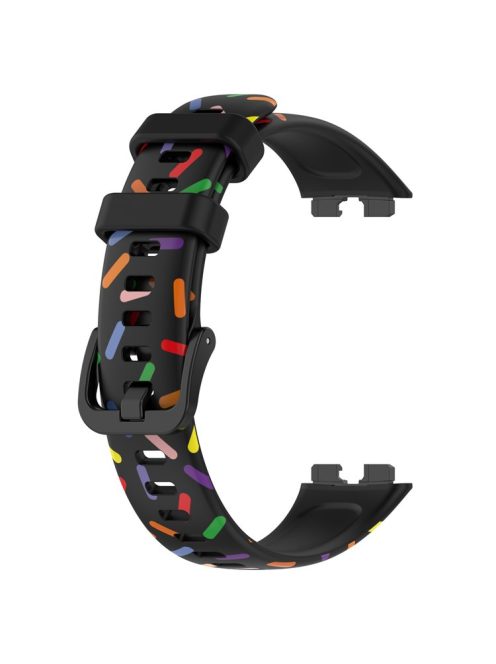 For Huawei Band 8 / Band 8 NFC / Band 9 / Band 9 NFC Colorful Spotted Silicone Strap Replacement Watch Band - Black