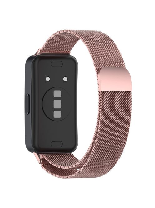 For Huawei Band 8 / Band 8 NFC / Band 9 / Band 9 NFC Milanese Mesh Wrist Strap Replacement Metal Smart Watch Band - Rose Pink